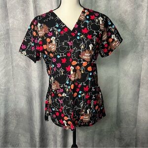 Cherokee Turkey Happy Harvest Fall Women's Scrub Top - MED